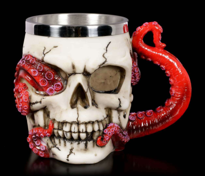 "Skull & Octopus Tentacle Coffee Mug - 14oz Ceramic Pirate Gothic Horror Mug (Dishwasher Safe) - Unique Gift for Sea Lovers & Dark Academia Fans"