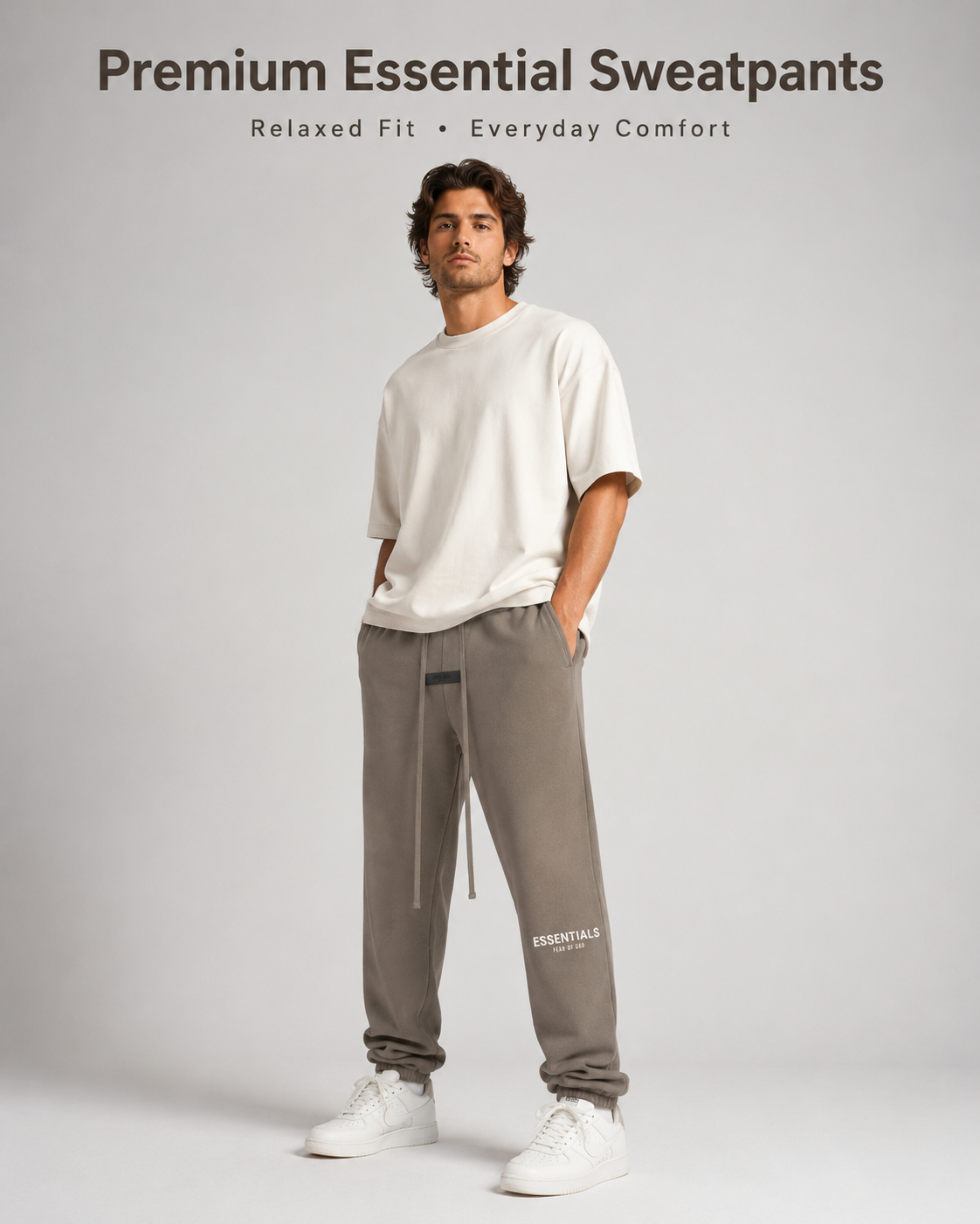 ESS Premium Essential Jogger Sweatpants – Desert Taupe | Soft Fleece Streetwear Pants