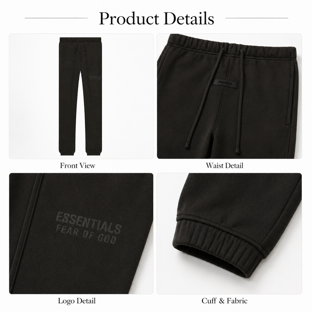 EES Premium Essential Jogger Sweatpants – Off Black | Soft Fleece Streetwear Pants