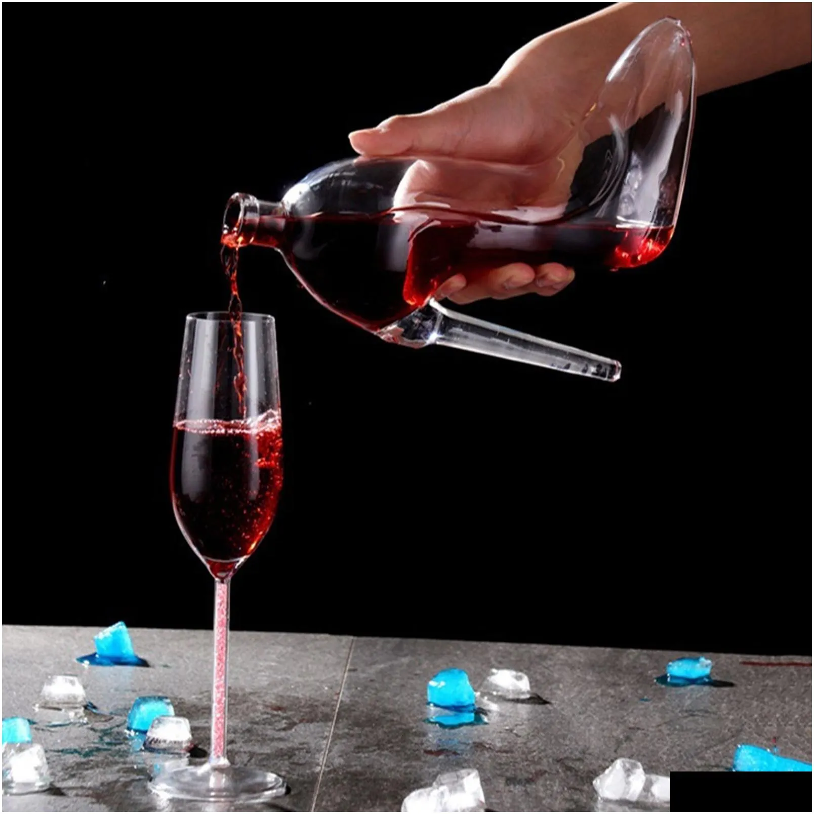 (New Arrivals)Custom Stiletto Wine Decanter With An Airtight Diamond Stopper