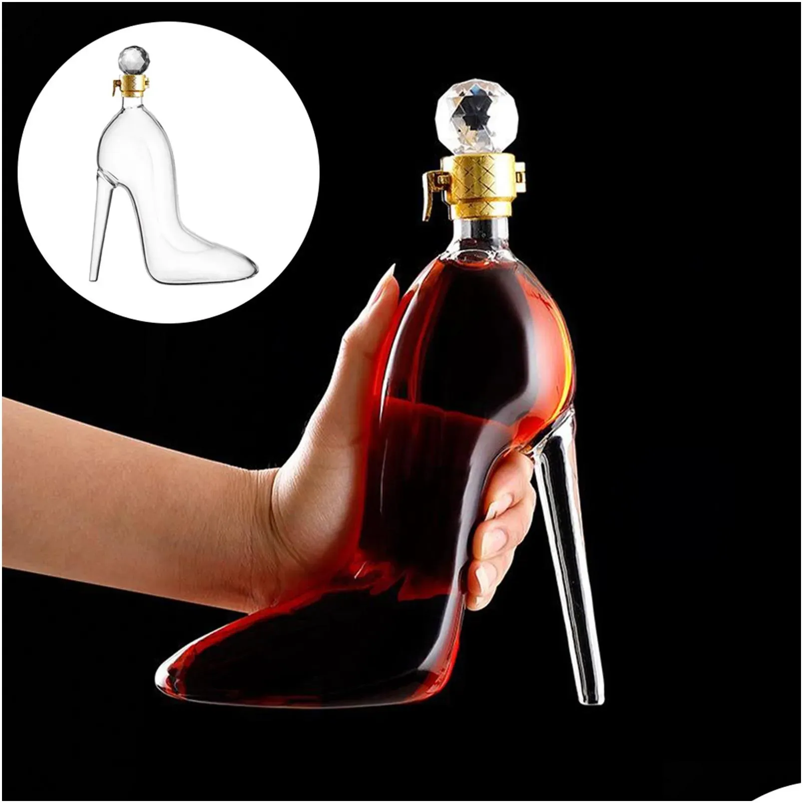 (New Arrivals)Custom Stiletto Wine Decanter With An Airtight Diamond Stopper