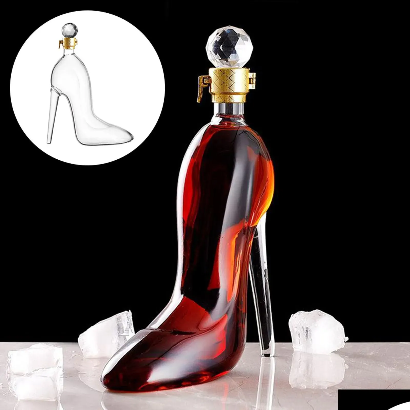 (New Arrivals)Custom Stiletto Wine Decanter With An Airtight Diamond Stopper
