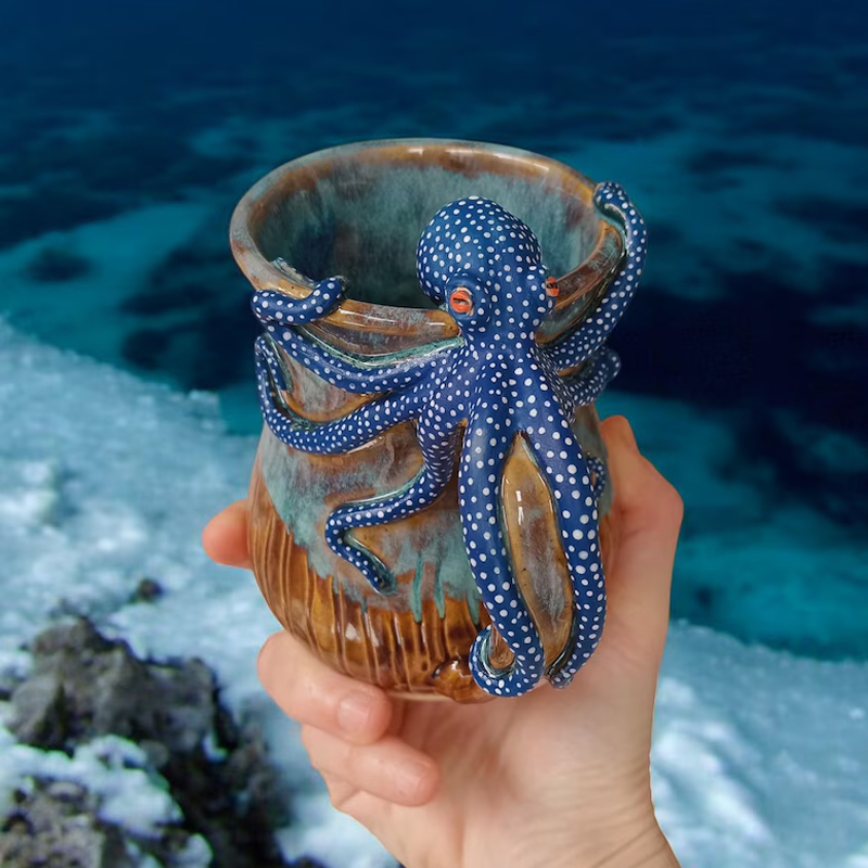 Dive into Every Sip – Handmade Octopus Mug Save $20.0