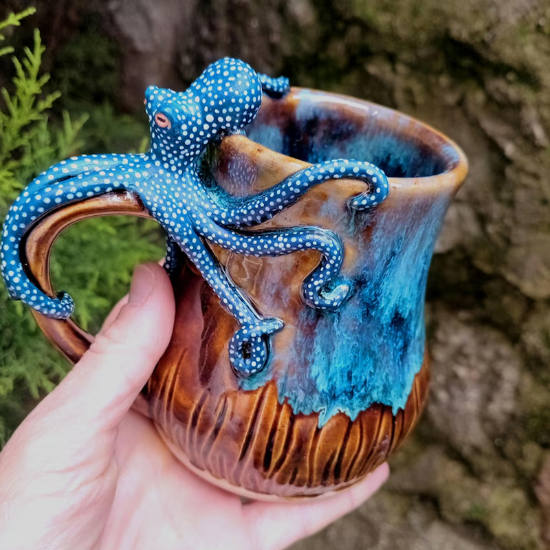 Dive into Every Sip – Handmade Octopus Mug Save $20.0