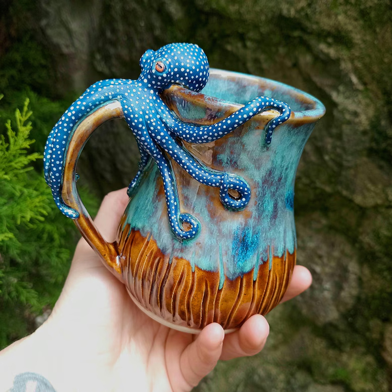 Dive into Every Sip – Handmade Octopus Mug Save $20.0