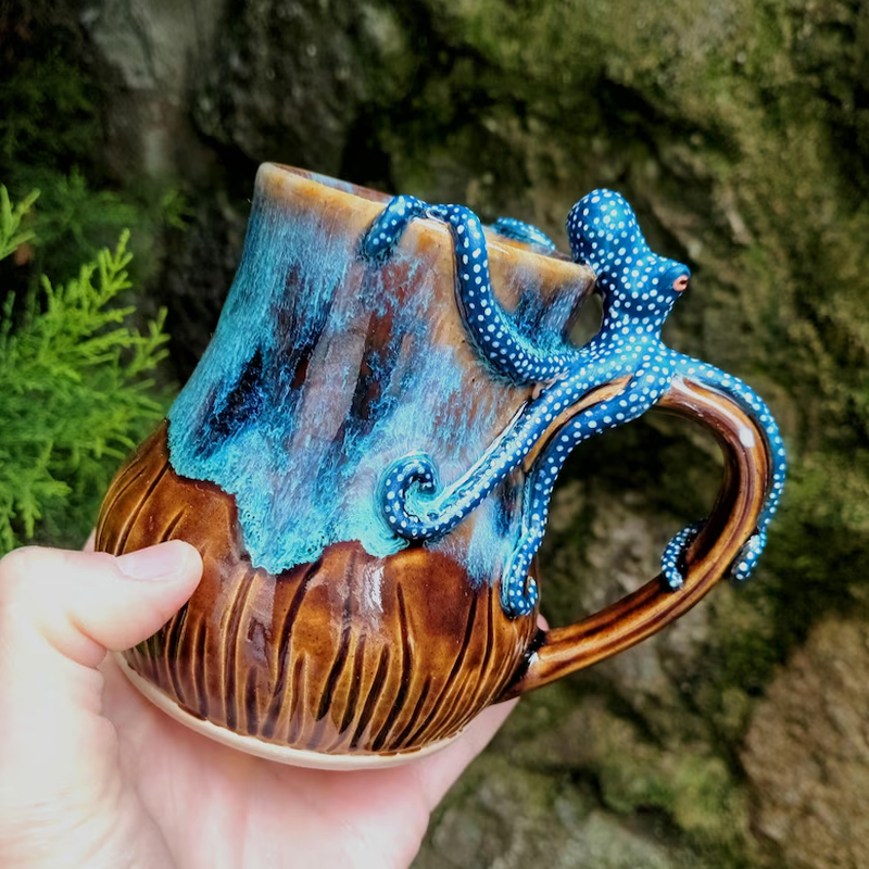Dive into Every Sip – Handmade Octopus Mug Save $20.0