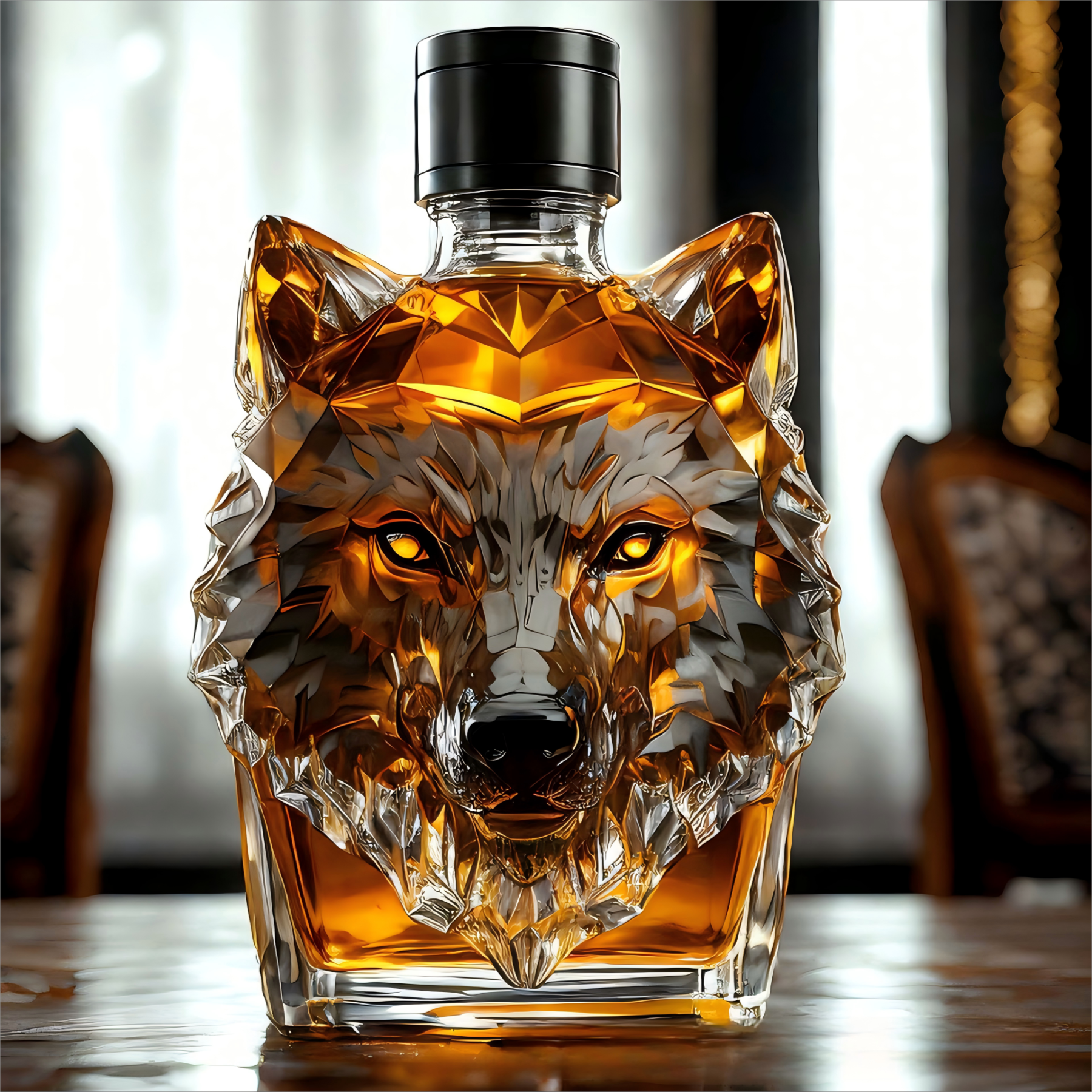 Howl's Haven: Wolf - Crested Whiskey Bottle