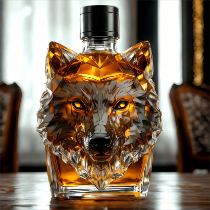 Howl's Haven: Wolf - Crested Whiskey Bottle