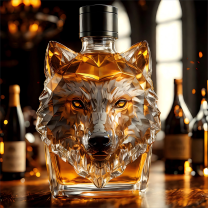 Howl's Haven: Wolf - Crested Whiskey Bottle