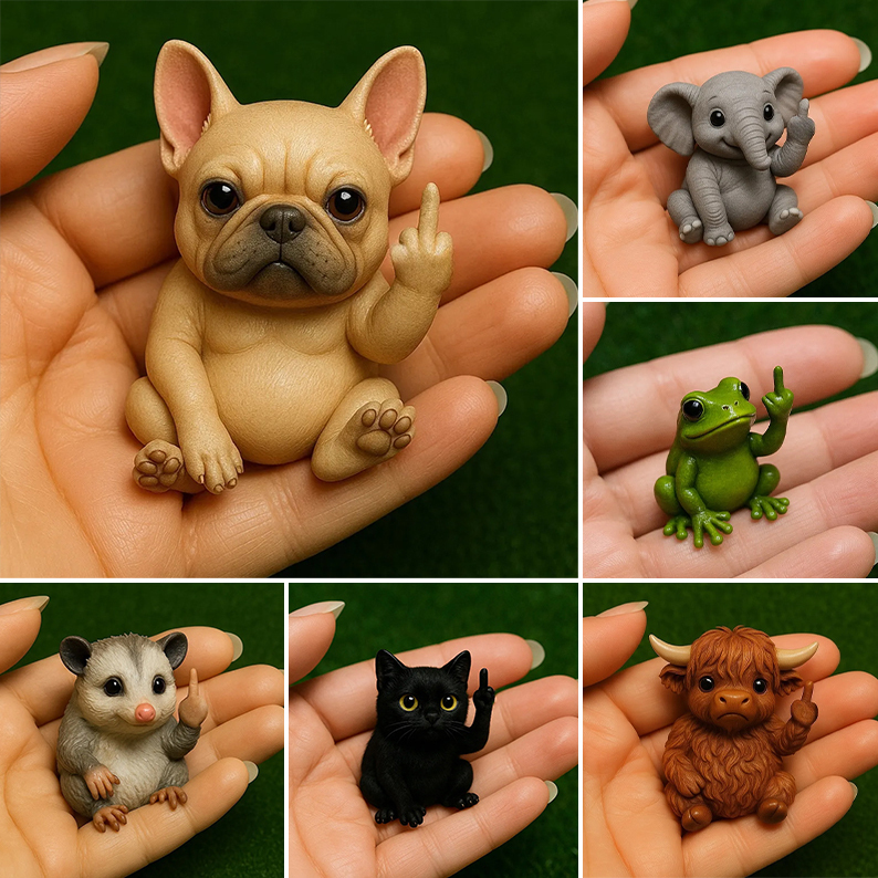 Fun Mini Middle Finger Animal Statue