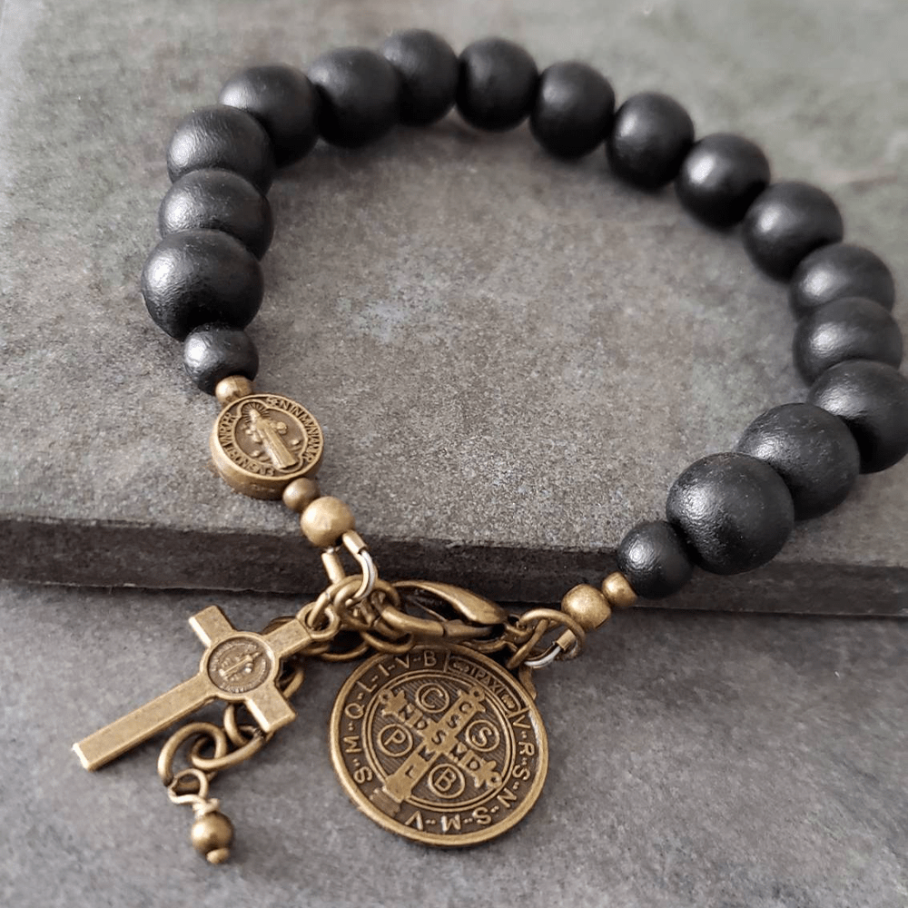 Ebony Beads St. Benedict the Blessed Protection Bracelet