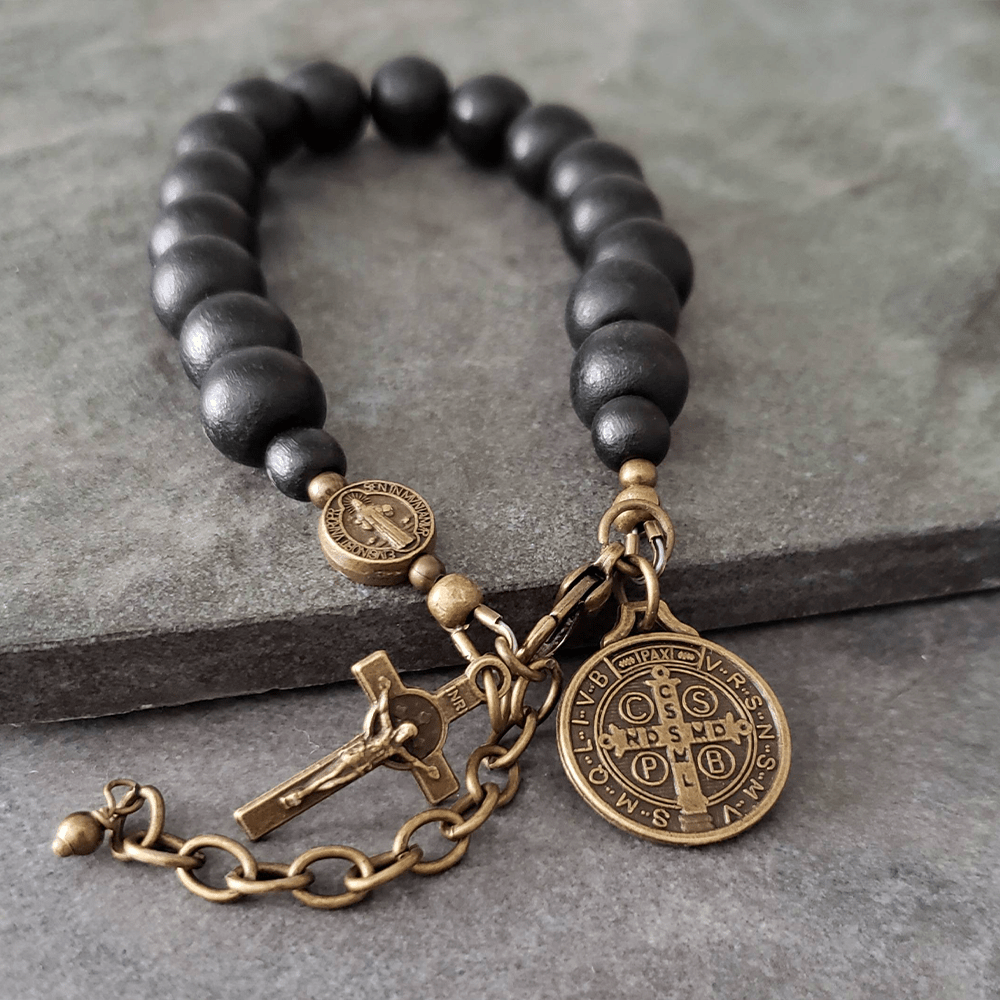 Ebony Beads St. Benedict the Blessed Protection Bracelet