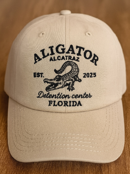 Alligator Alcatraz Fun Florida Everglades Art Casual Print Hat