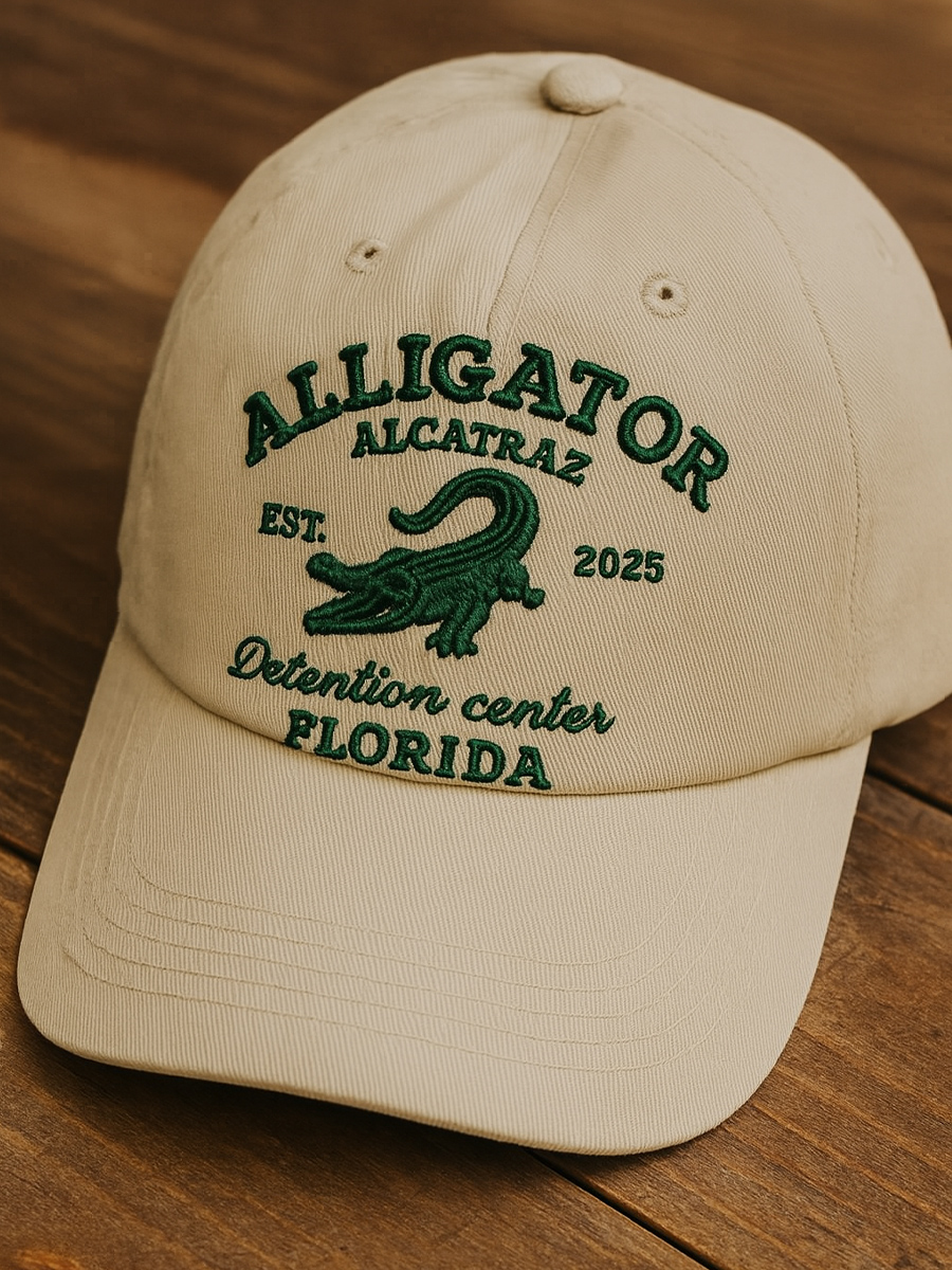 Alligator Alcatraz Fun Florida Everglades Art Casual Print Hat