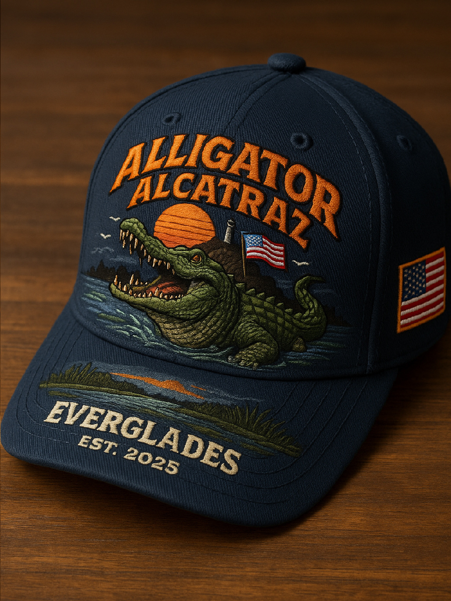 Alligator Alcatraz Fun Florida Everglades Art Casual Print Hat