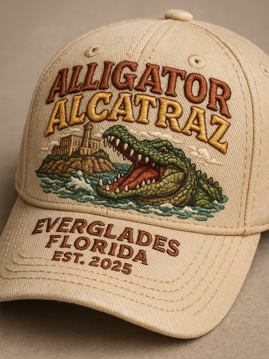 Alligator Alcatraz Fun Florida Everglades Art Casual Print Hat