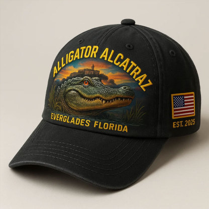 Alligator Alcatraz Fun Florida Everglades Art Casual Print Hat