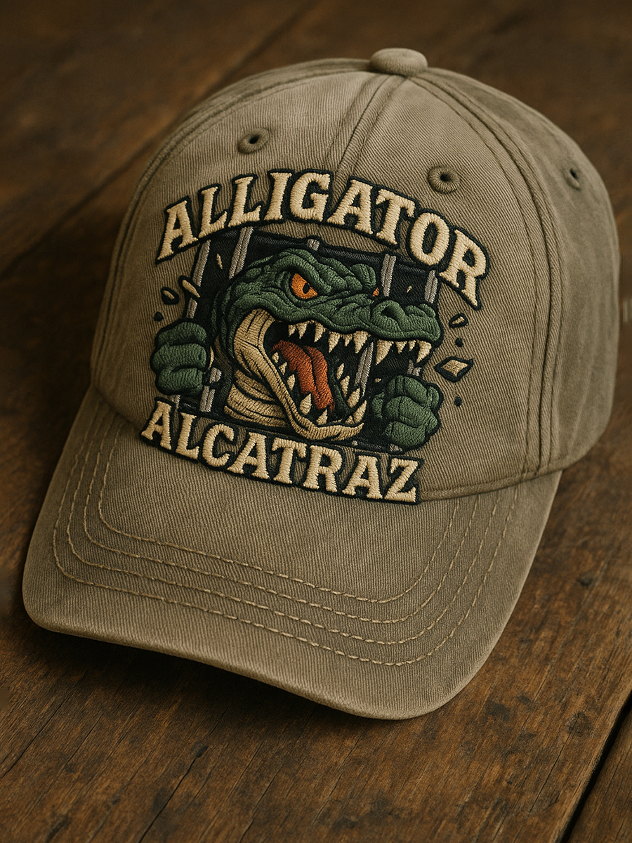 Retro Alligator Alcatraz Funny Florida Everglades Art Casual Prints Cap