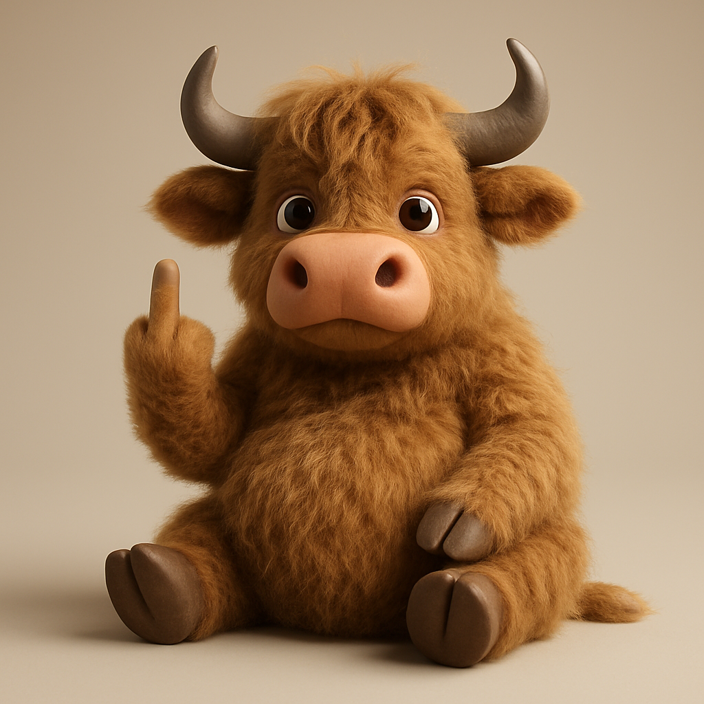 Cute Middle Finger Plush Highland Cow
