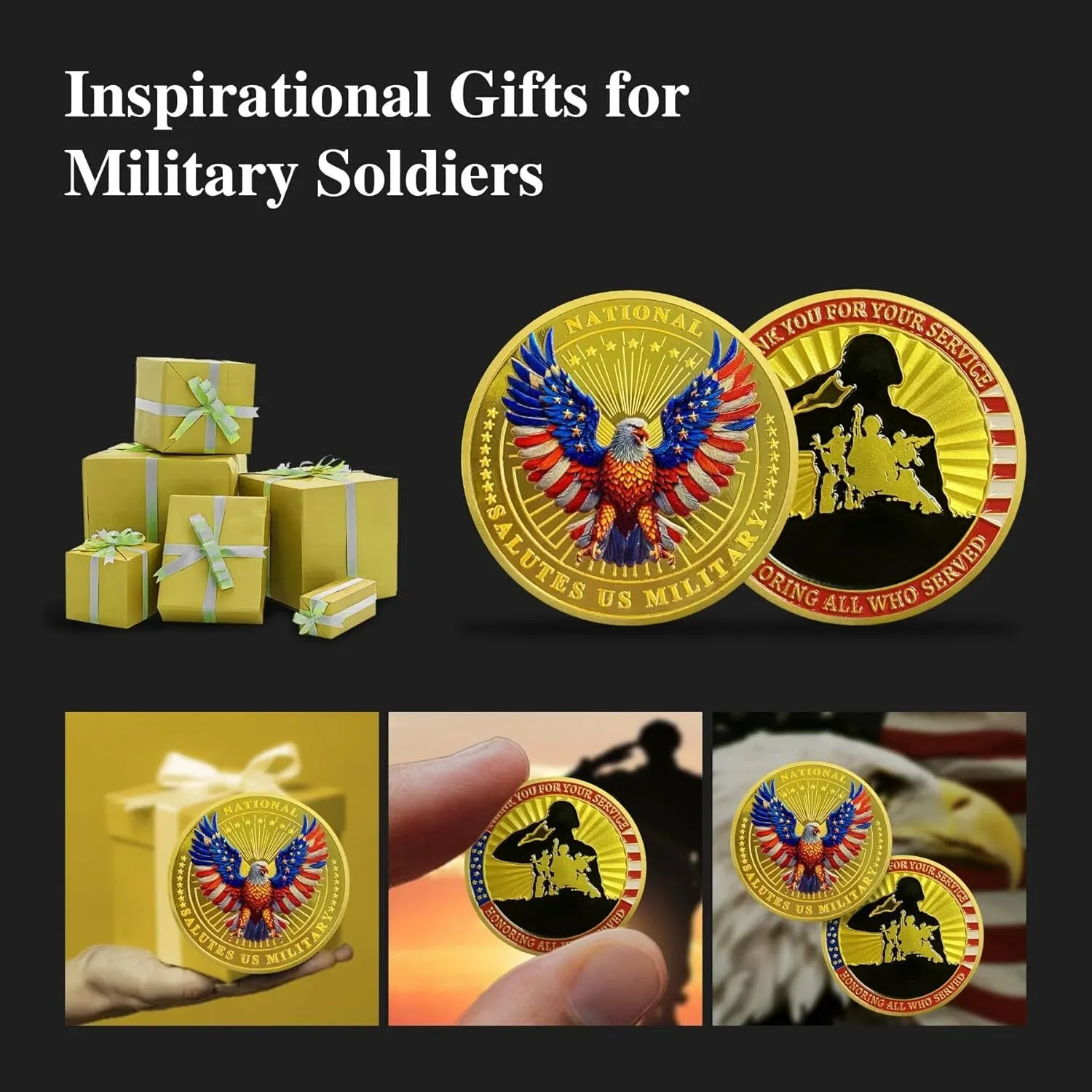Military Challenge Coin --Thank You for Your Service Gifts for Veterans Soldier
