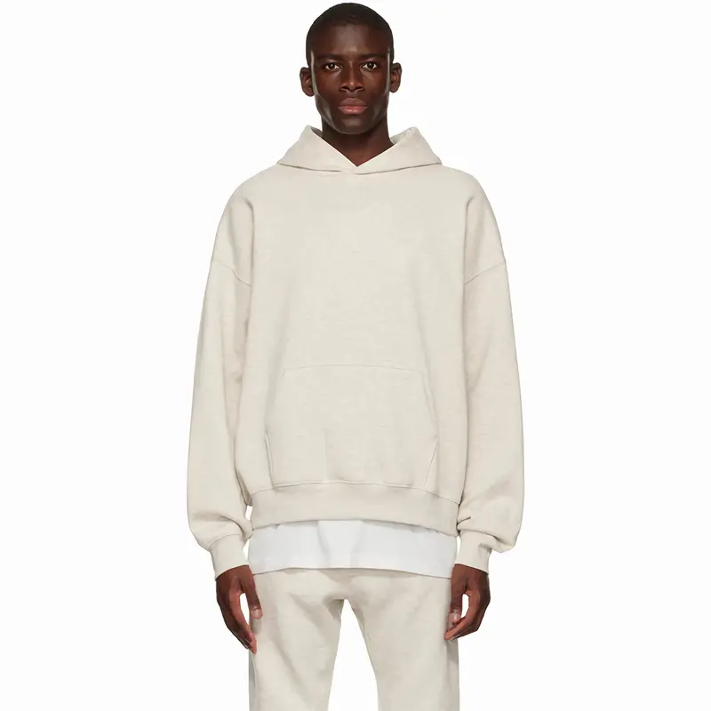 Men’s Light Grey Hoodie – Streetwear Casual Pullover Sweatshirt, Soft Long Sleeve Top