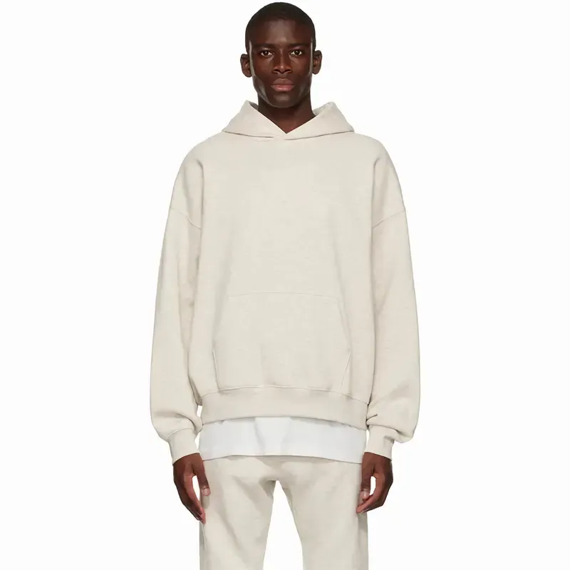 Men’s Light Grey Hoodie – Streetwear Casual Pullover Sweatshirt, Soft Long Sleeve Top