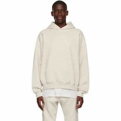 Men’s Light Grey Hoodie – Streetwear Casual Pullover Sweatshirt, Soft Long Sleeve Top