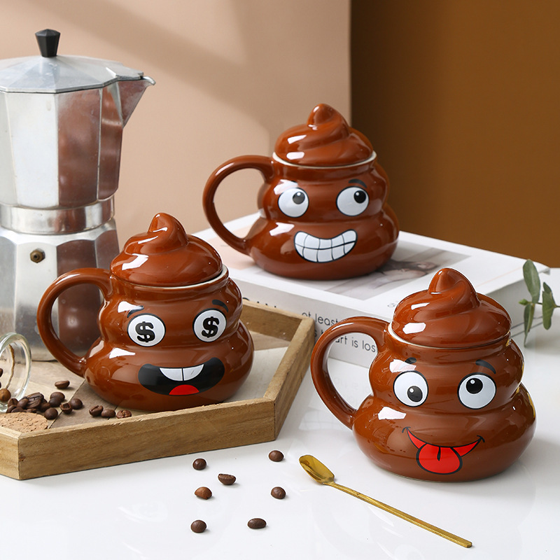 💩 Poop Emoji Mug - Funny Novelty Coffee Cup with 3D Toilet Design (11oz) - Perfect Gag Gift for Birthday & White Elephant Parties