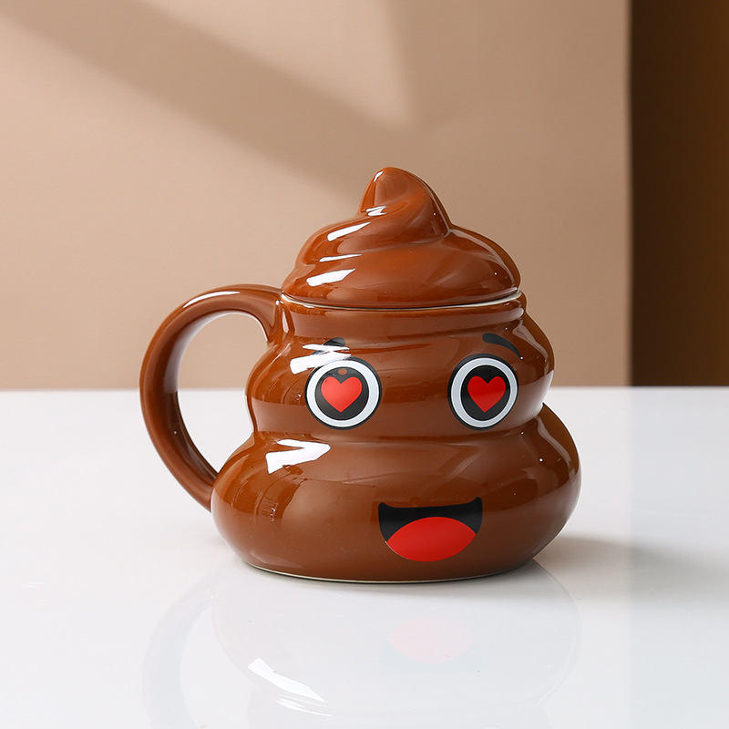 💩 Poop Emoji Mug - Funny Novelty Coffee Cup with 3D Toilet Design (11oz) - Perfect Gag Gift for Birthday & White Elephant Parties