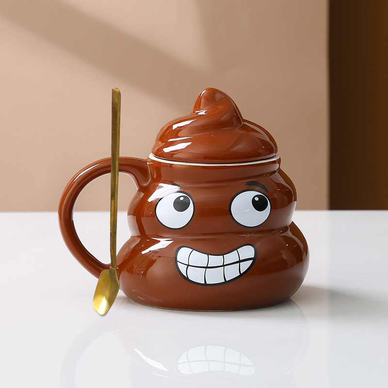 💩 Poop Emoji Mug - Funny Novelty Coffee Cup with 3D Toilet Design (11oz) - Perfect Gag Gift for Birthday & White Elephant Parties