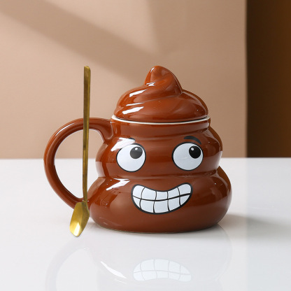 💩 Poop Emoji Mug - Funny Novelty Coffee Cup with 3D Toilet Design (11oz) - Perfect Gag Gift for Birthday & White Elephant Parties