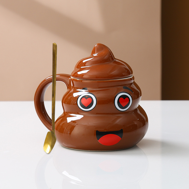 💩 Poop Emoji Mug - Funny Novelty Coffee Cup with 3D Toilet Design (11oz) - Perfect Gag Gift for Birthday & White Elephant Parties