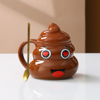 💩 Poop Emoji Mug - Funny Novelty Coffee Cup with 3D Toilet Design (11oz) - Perfect Gag Gift for Birthday & White Elephant Parties
