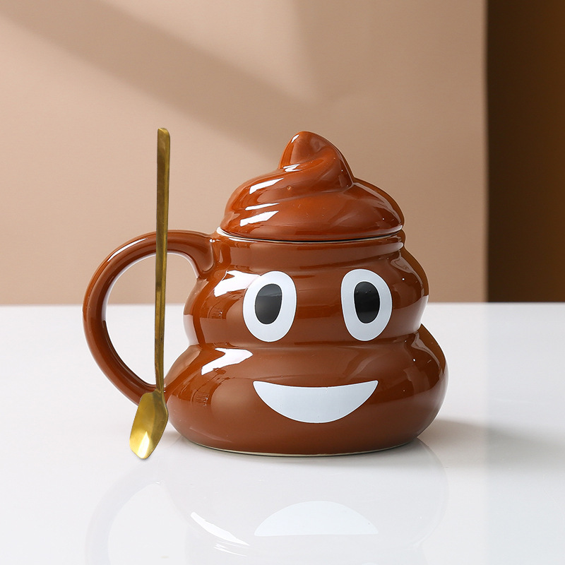 💩 Poop Emoji Mug - Funny Novelty Coffee Cup with 3D Toilet Design (11oz) - Perfect Gag Gift for Birthday & White Elephant Parties