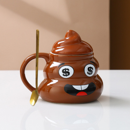💩 Poop Emoji Mug - Funny Novelty Coffee Cup with 3D Toilet Design (11oz) - Perfect Gag Gift for Birthday & White Elephant Parties