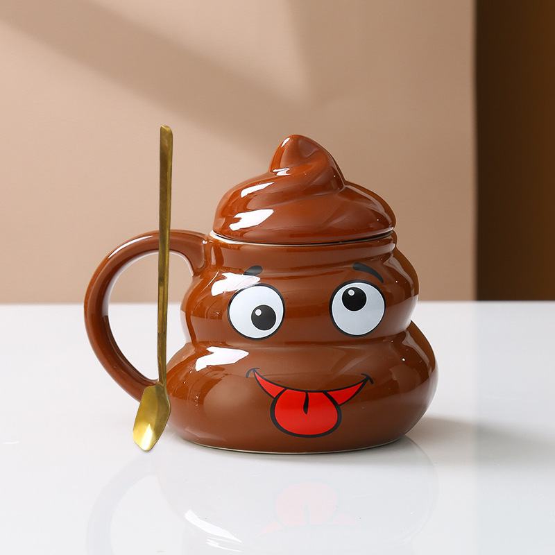 💩 Poop Emoji Mug - Funny Novelty Coffee Cup with 3D Toilet Design (11oz) - Perfect Gag Gift for Birthday & White Elephant Parties