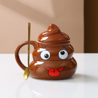 💩 Poop Emoji Mug - Funny Novelty Coffee Cup with 3D Toilet Design (11oz) - Perfect Gag Gift for Birthday & White Elephant Parties
