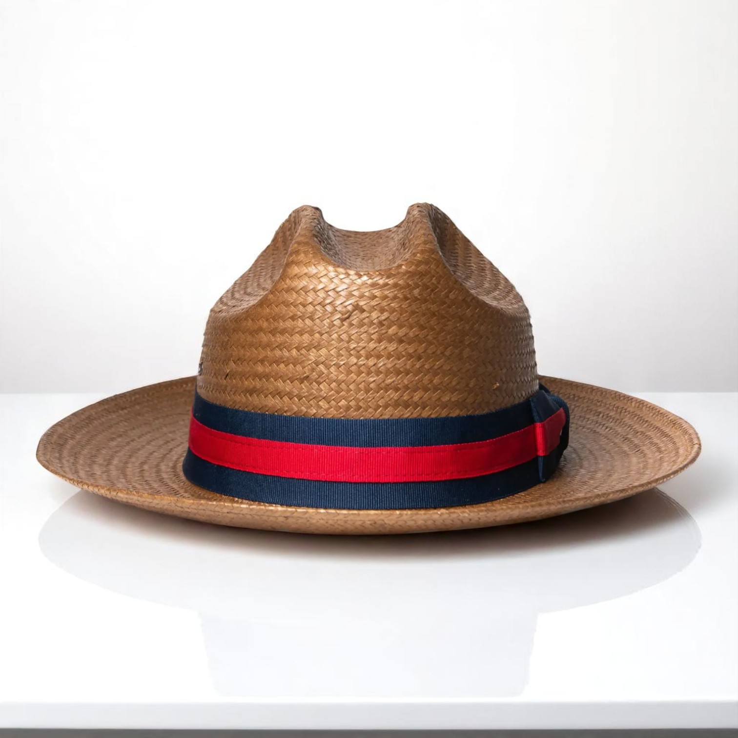 Patriotic Straw | Panama Fedora Hat - Black/Red