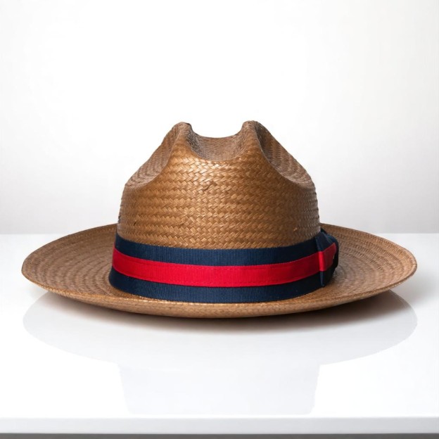 Patriotic Straw | Panama Fedora Hat - Black/Red