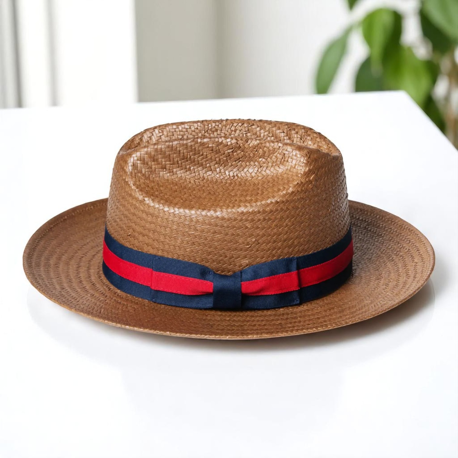 Patriotic Straw | Panama Fedora Hat - Black/Red