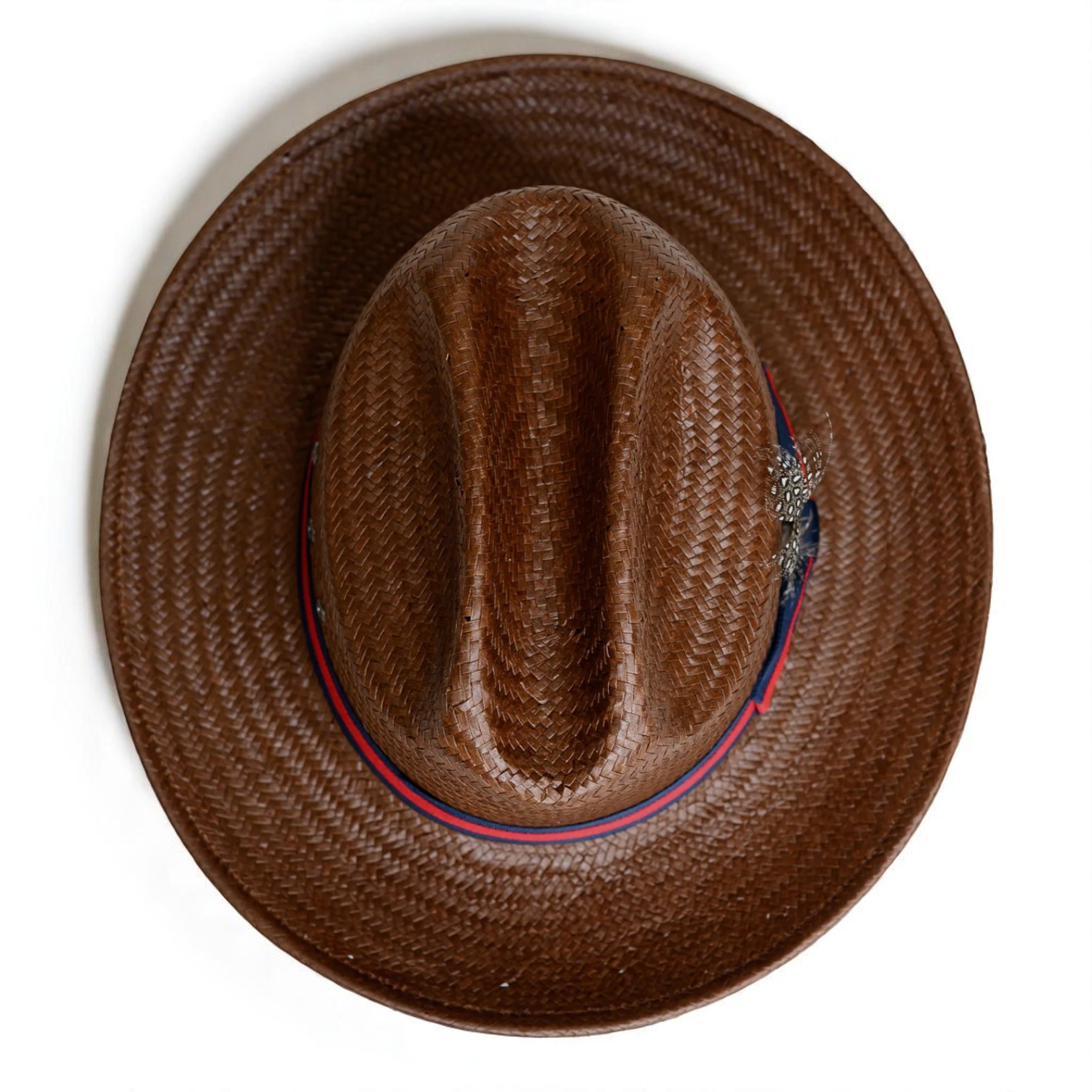 Patriotic Straw | Panama Fedora Hat - Black/Red
