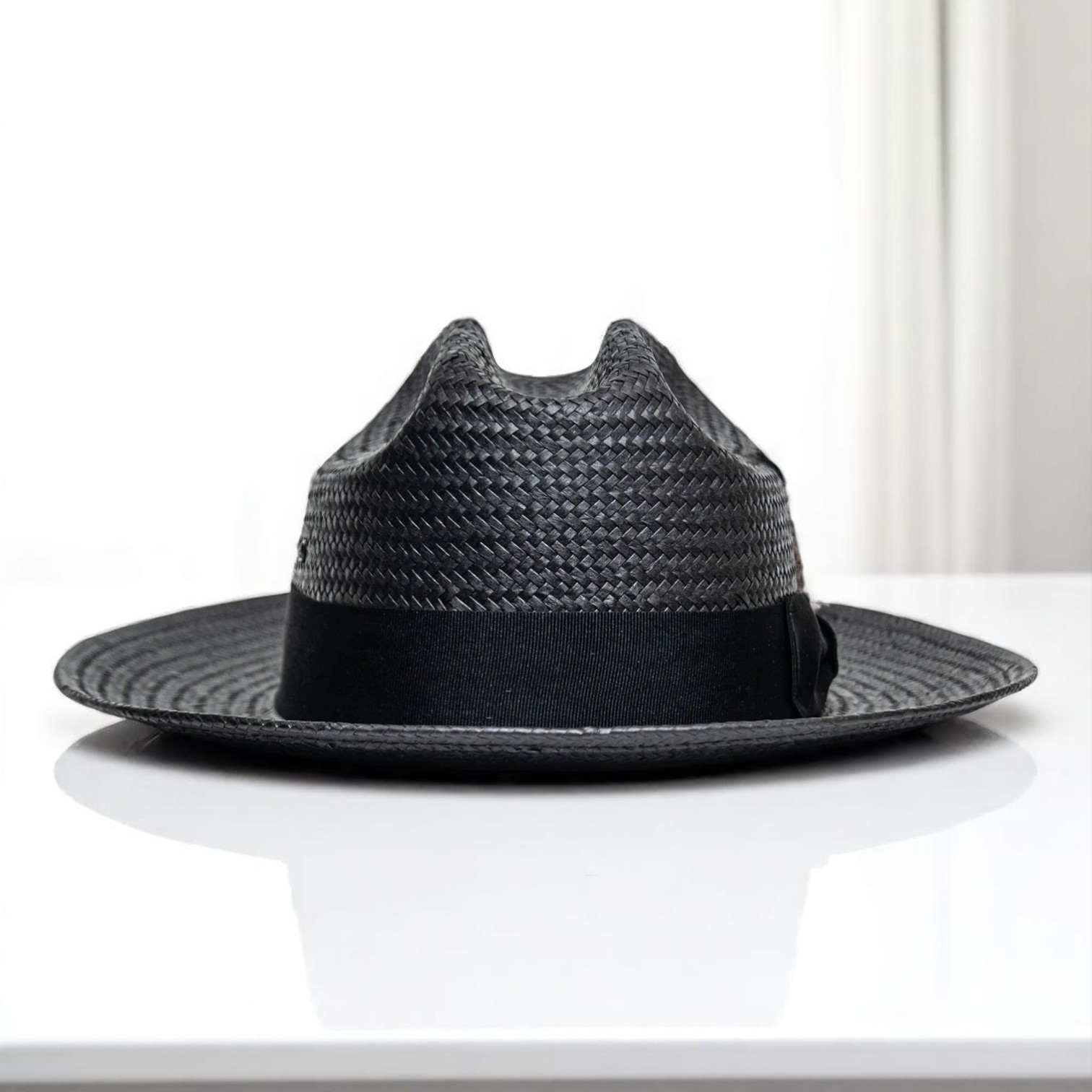 Patriotic Straw | Panama Fedora Hat - Black