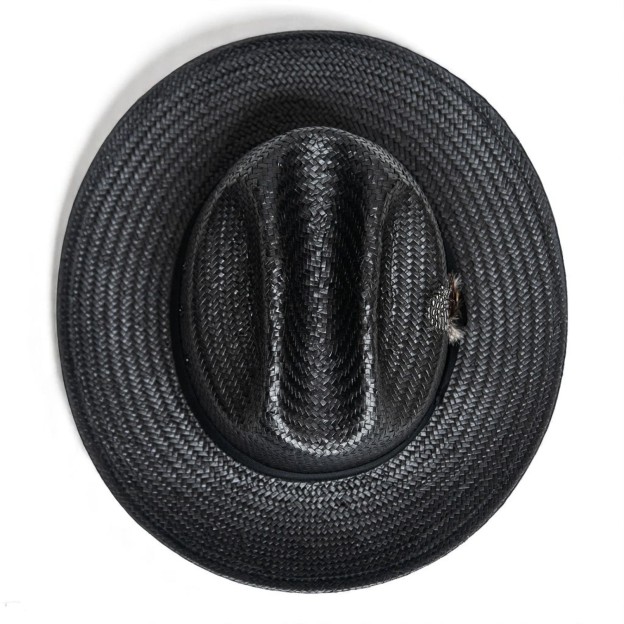 Patriotic Straw | Panama Fedora Hat - Black/Red