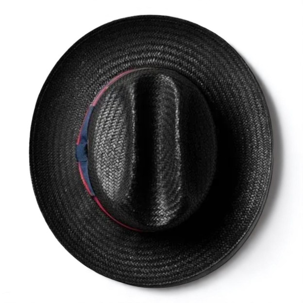 Patriotic Straw | Panama Fedora Hat - Black/Red