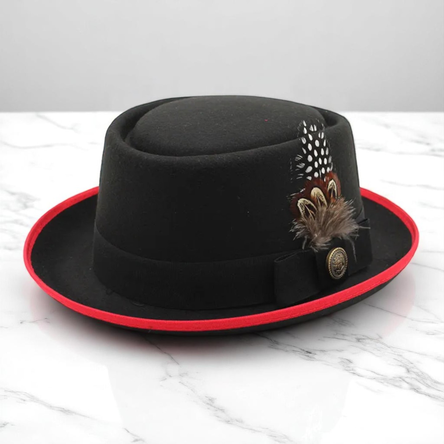 Cliff Bowler Hat-Black/Red