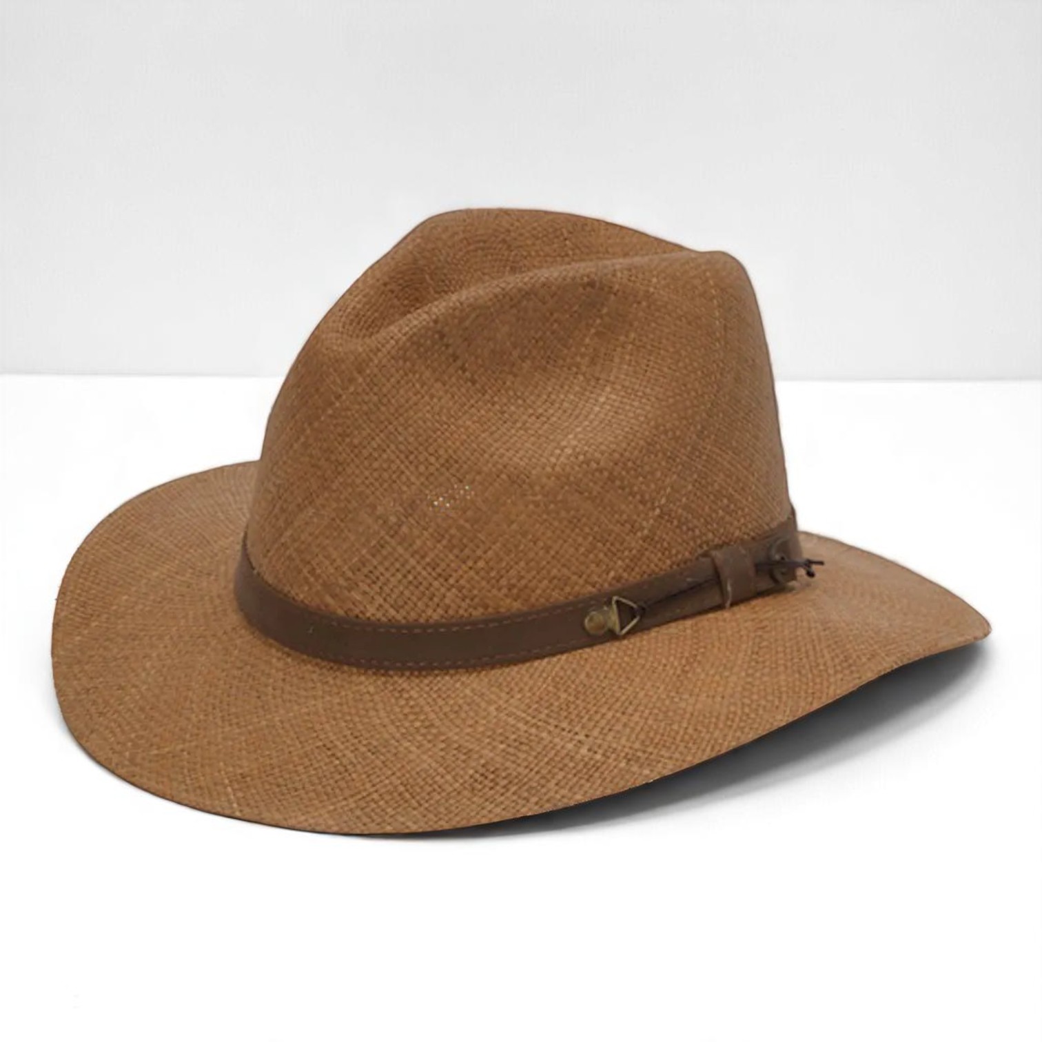 Can be rolls up for packing | Ecuador Straw Panama Hat - Brown