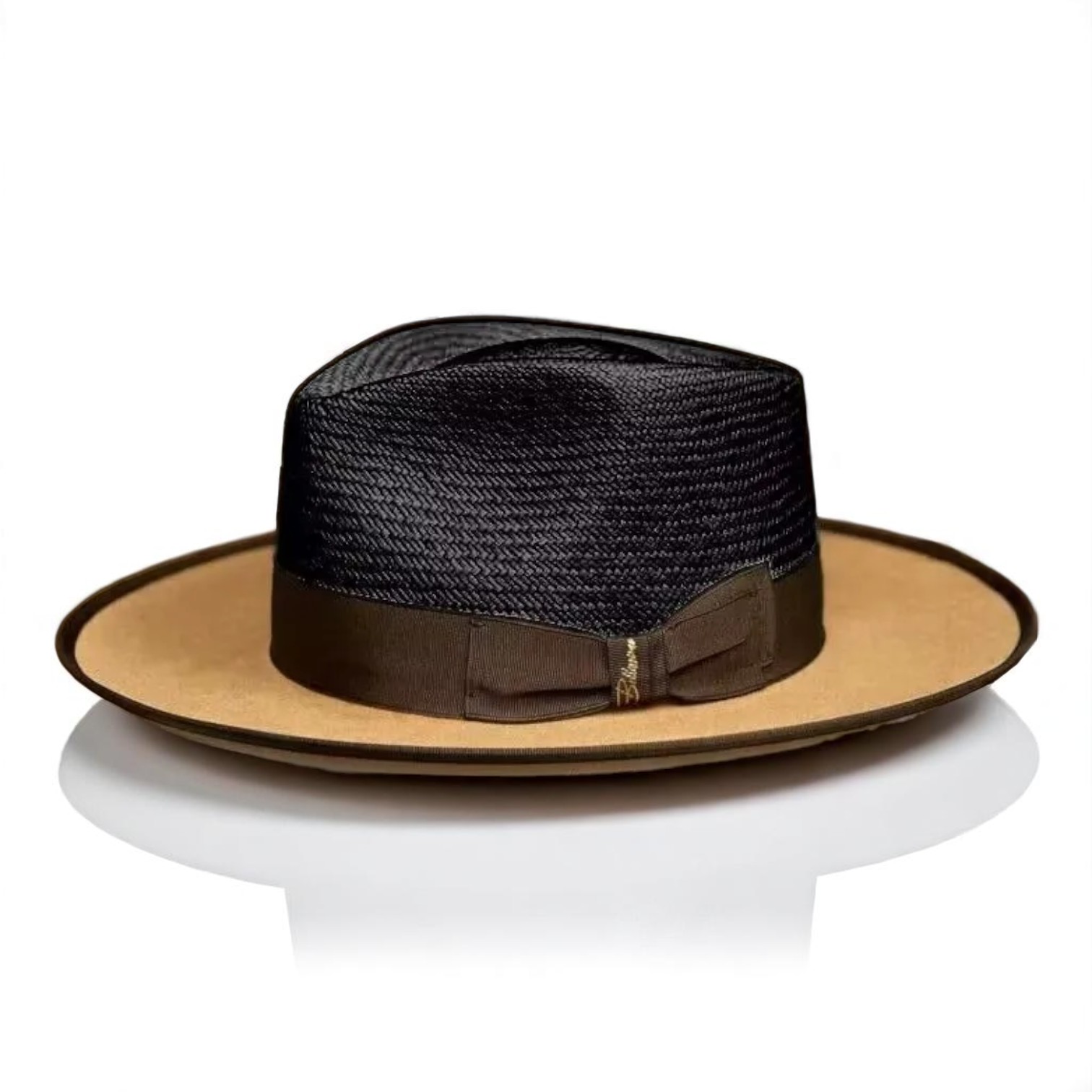 Two Tone | Exclusive Panama and Felt Fedora Hat - Black/Camel