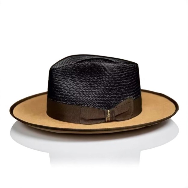 Two Tone | Exclusive Panama and Felt Fedora Hat - Black/Camel