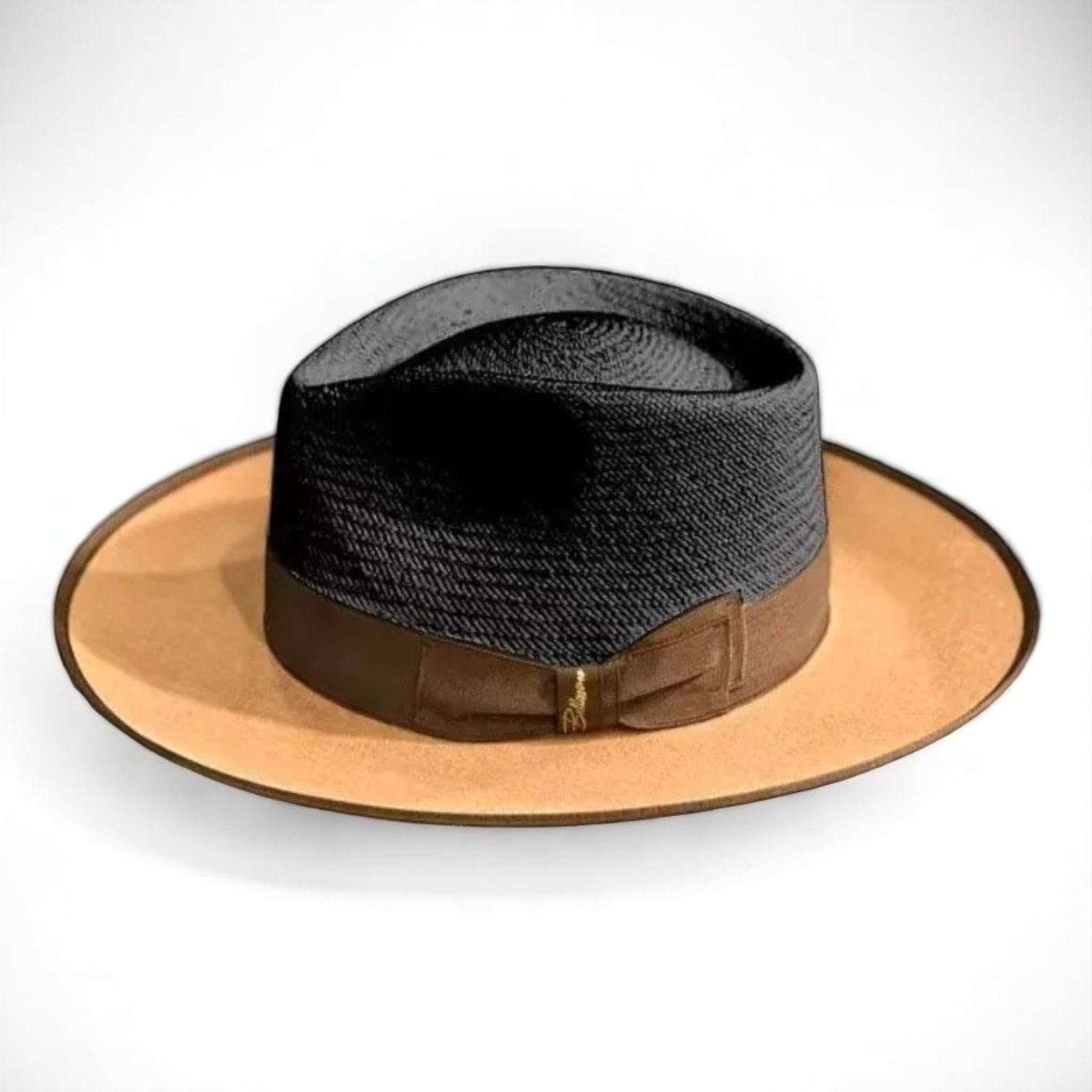 Two Tone | Exclusive Panama and Felt Fedora Hat - Black/Camel