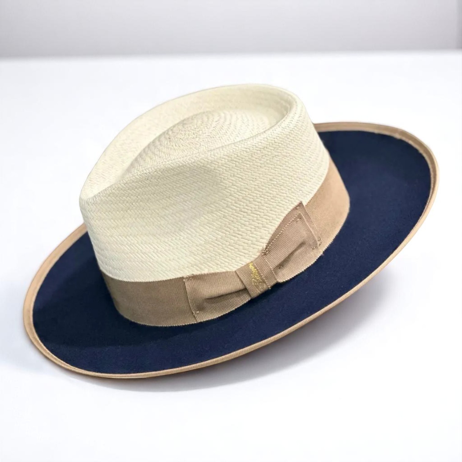 Two Tone | Exclusive Panama and Felt Fedora Hat - Sapphire Blue